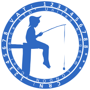 Custom 40mm Blue Round Rubber Stamp with Fishing Boy Logo