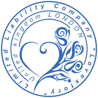 Custom 38mm Blue Round Rubber Stamp with Beautiful Heart-Shaped Flower Logo