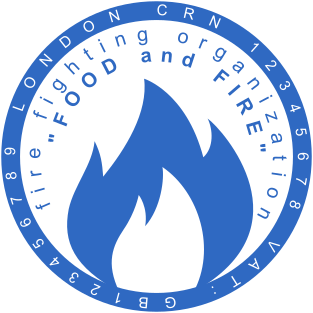 40mm Blue Round Rubber Stamp with Fire Logo