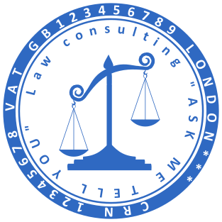 Custom Blue Round Rubber Stamp with Scales of Justice Logo and Text