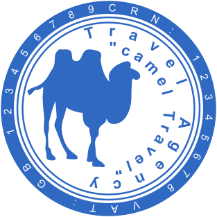 Custom 38mm Blue Round Rubber Stamp with Camel Logo and Text