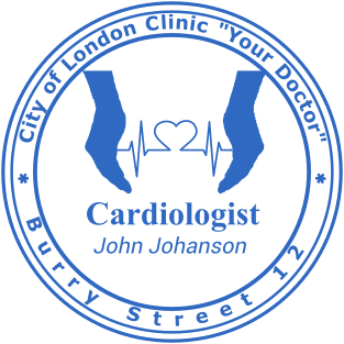 Design a 40mm Blue Round Cardiologist Stamp for Your London Clinic