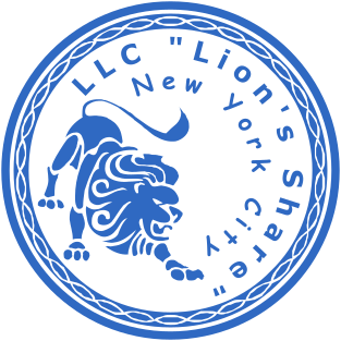 Design a 40mm Blue Round LLC Stamp with a Lion Logo and Protective Elements