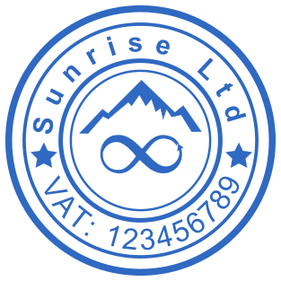 40mm Blue Round Stamp with Mountain and Infinity Symbol for Businnes