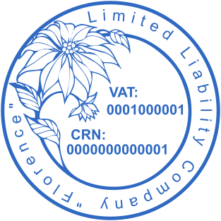 40mm Blue Round Flower Sales Company Stamp with Floral Logo