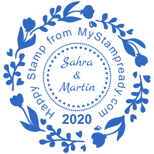 Decorative rubber stamp of round shape for a happy couple №1677