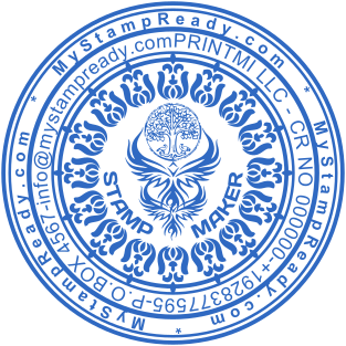 Beautiful stamp of round shape with logo for PRINTMI company №1702