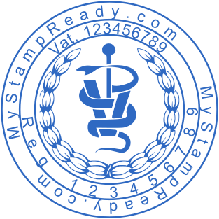 Creative stamp of round shape with logo and VAT number №1810