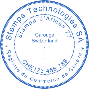 Create a layout for stamps based on this seal for Geneve company №1884