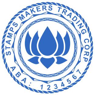 Art stamps of round shape with logo for trading company №1895