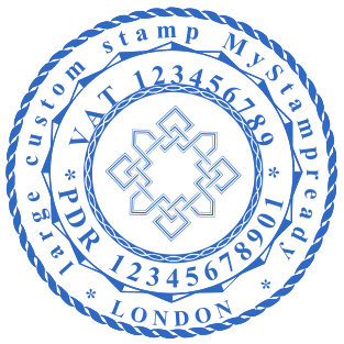 Large custom stamp of round shape for company based in London №1962