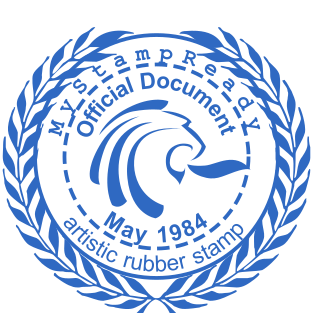 Artistic rubber stamp of round shape with logo for official use №1966