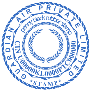 Custom rubber stamp of round shape with logo for private company №1990