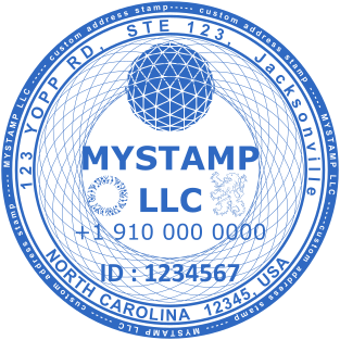 Custom address stamp of round shape with logo for business use №2013