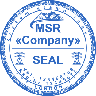 Custom rubber stamp with logo for MSR company based in London №2029