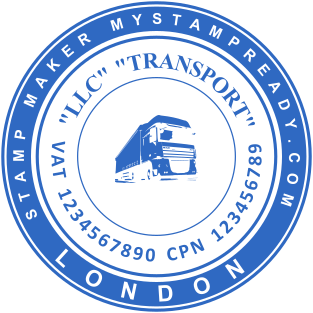 Custom branding stamp for a transportation company with logo, address №2059