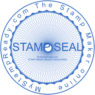 Custom round stamp for designers with full company name, website and logo №2060