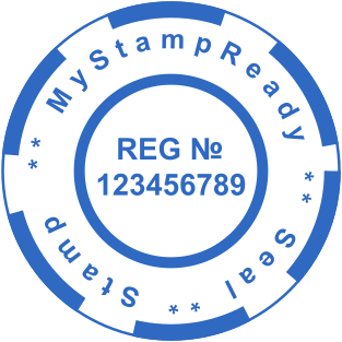 Custom rubber stamp of round shape with individual design and information №2088