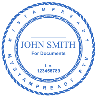 Custom self-inking rubber stamp for documents with a personal design and license number №2094