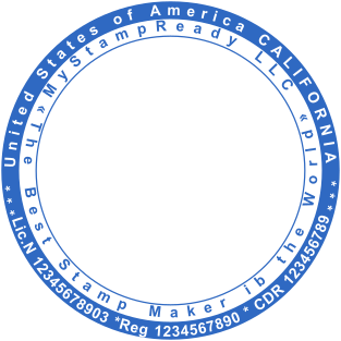 Office rubber stamp for a computer company with blank center and information along the edge №2125