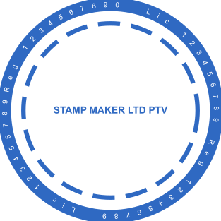 Custom self-inking stamp of round shape with simple design and information about company №2129