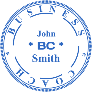 Custom rubber stamp of round shape designed for business coach and personal use №2161