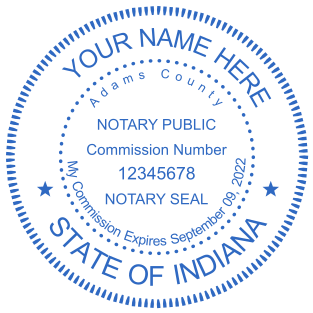 Custom Round Indiana Notary Stamp with Your Name and Commission Information
