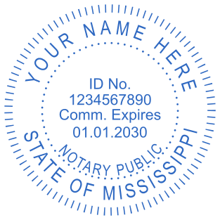 25mm (1 inch) Circular Mississippi Notary Stamp Design from $2.5